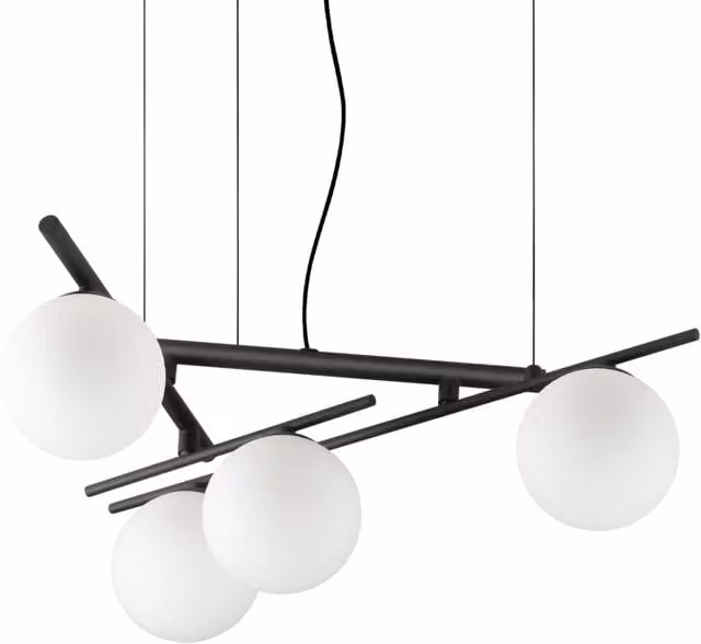 Lampada A Sospensione Atlas 4 Luci G9 Finitura Nero Altezza Regolabile Ideal Lux
