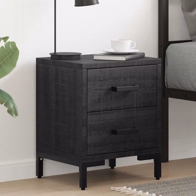 Set di 2 comodini vidaXL in legno di pino massello nero stile rustico L/P/H: 36 x 30 x 45 cm