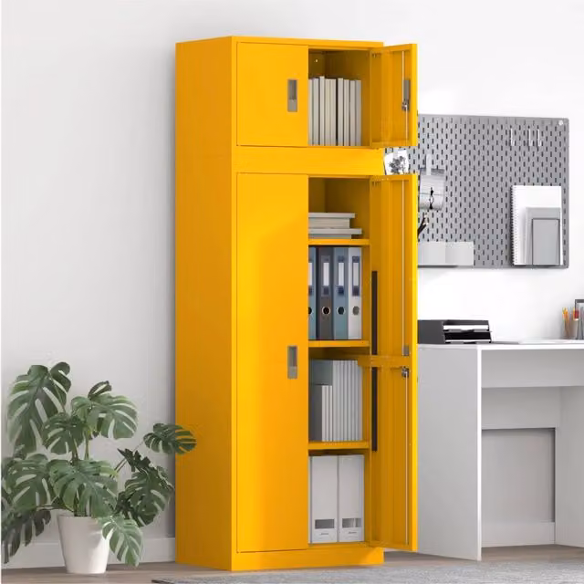 Armadio 2 pz Giallo senape 60 x 40 x 180 cm Acciaio Bloccabile 3438702