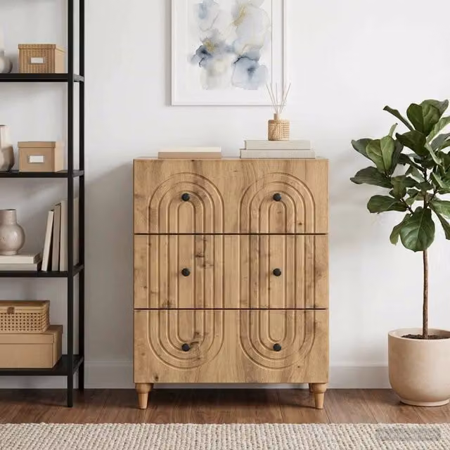 Mobile con Cassetti Moderno vidaXL in Legno e Metallo Marrone L: 66 cm, P: 34,5 cm, H: 90 cm – 1