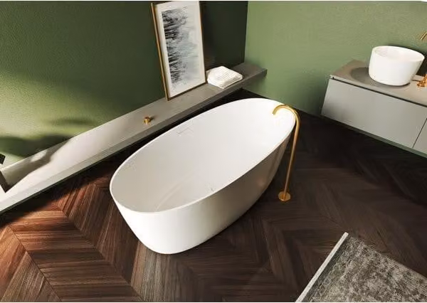 RIHO Baignoire en pose libre ovale, SOLIDSurface, 160x72x56,5cm, B129001105, B129001105