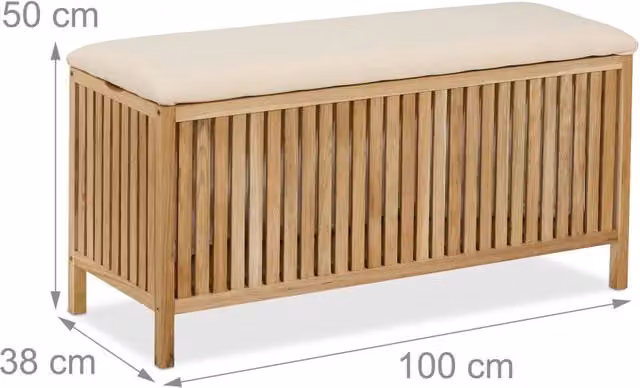 Panca con contenitore pratica per bagno 100 x 40 x 45 cm seduta comoda rusticità in legno bianco 13_0016421