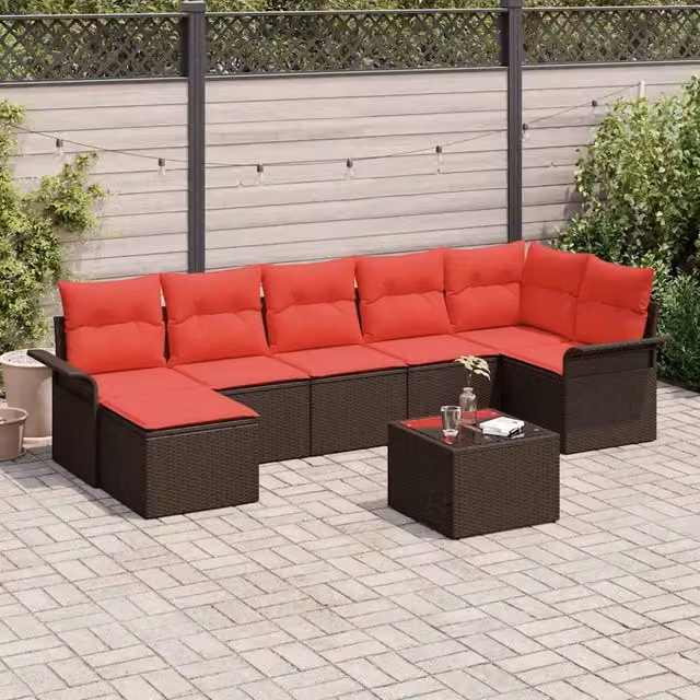Set Divano da Giardino 8 pz Marrone polyrattan 3354133