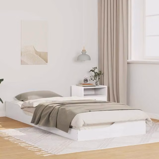Letto in pino massello bianco con struttura e rete inclusa L 80 x H 223,5 x P 83,5 cm – 1