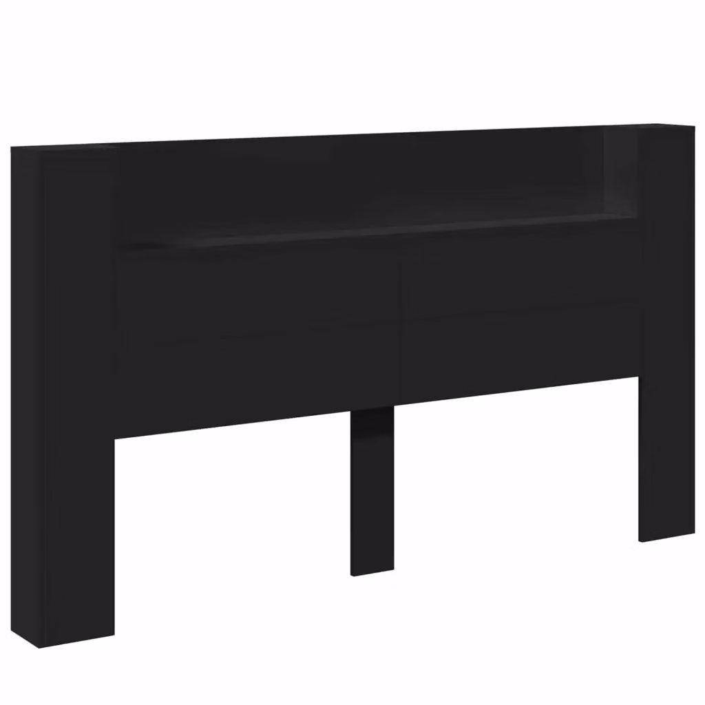 Testiera con stoccaggio e illuminazione LED vidaXL in legno ingegnerizzato nero L: 180 cm, H: 103,5 cm, P: 24,7 cm – 2