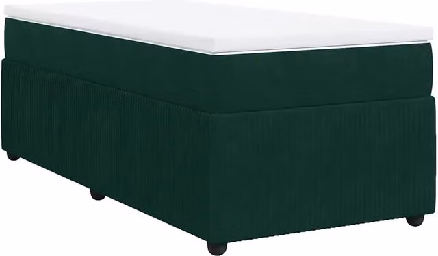 Letto singolo | Letto per adulti | Giroletto a Molle con Materasso Verde Scuro 90x190 cm Velluto