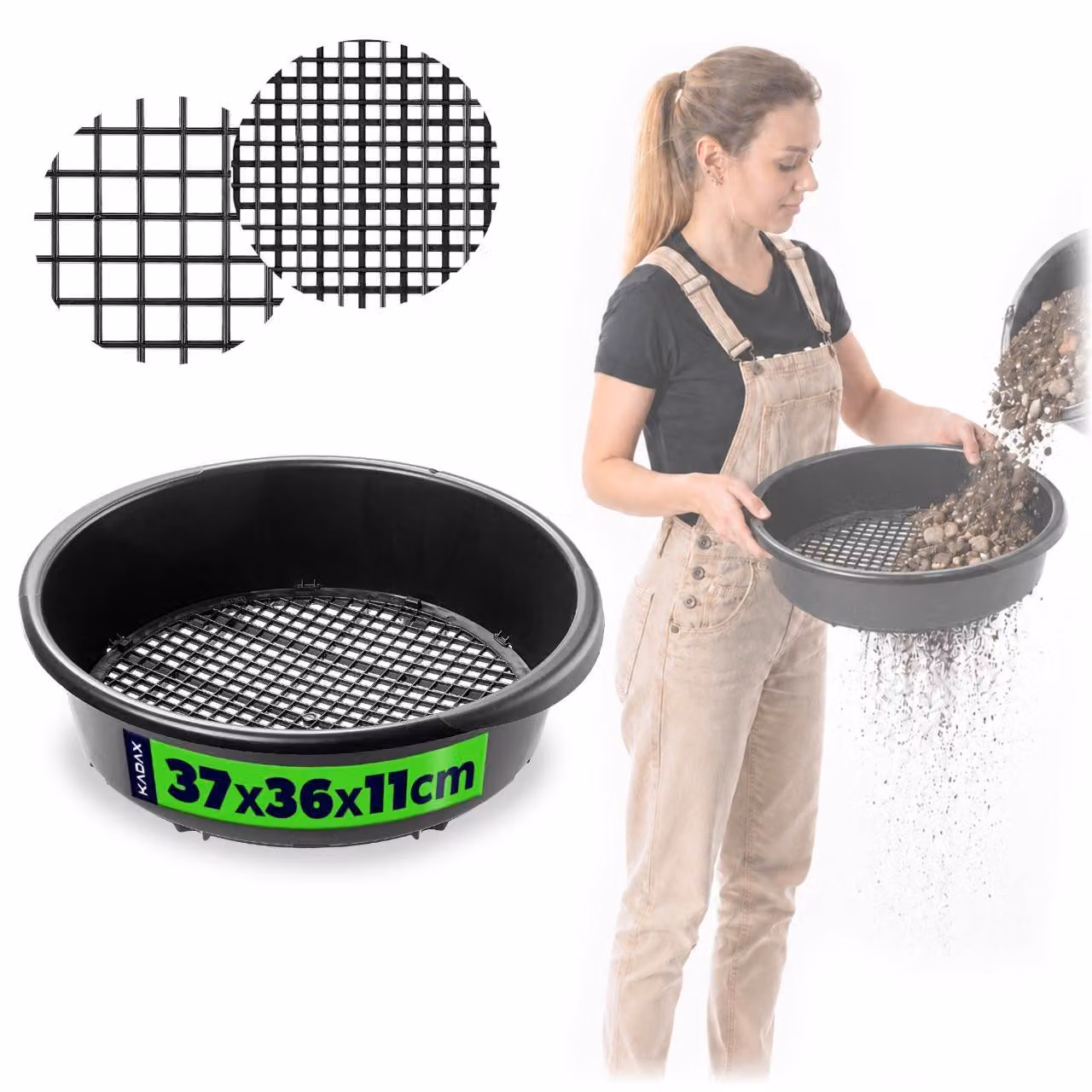 Setaccio KADAX, setaccio da giardino, 37 cm, per setacciare terriccio regolabile, pietre per compost