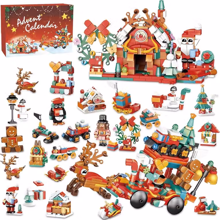 Calendario dell'Avvento con set di mattoncini da costruzione, 24 giorni, regalo per bambini