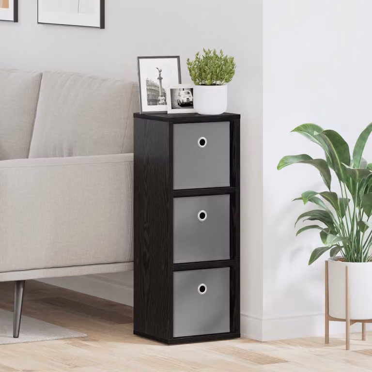 Credenza con cassetto vidaXL in Rovere Nero, design minimalista per soggiorno e sala da pranzo, L/P/H: 25,5 x 22 x 69,5 cm