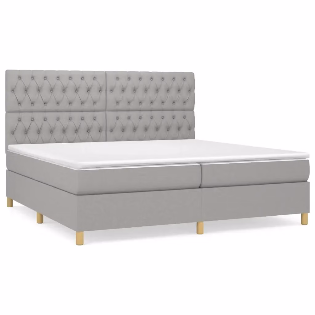 Letto Ibrido con Giroletto a Molle e Materasso vidaXL Grigio Chiaro e Bianco L/P/H: 200 x 200 x 31 cm – 2