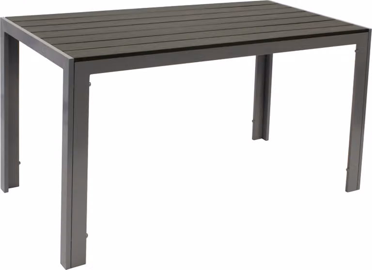 Tavolo da giardino DEGAMO Tavolo da pranzo Tavolo in alluminio SORANO 70x125 cm, struttura in alluminio grigio argento, piano in legno sintetico grigio, resistente alle intemperie
