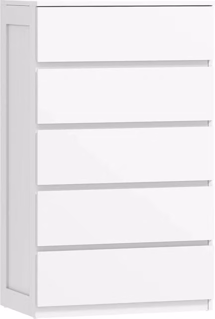 Cassettiera portaoggetti 5 cassetti 60 x 39 x 100 cm senza maniglie cassetti capienti stabile moderna minimalista in MDF bianco 21_0001570