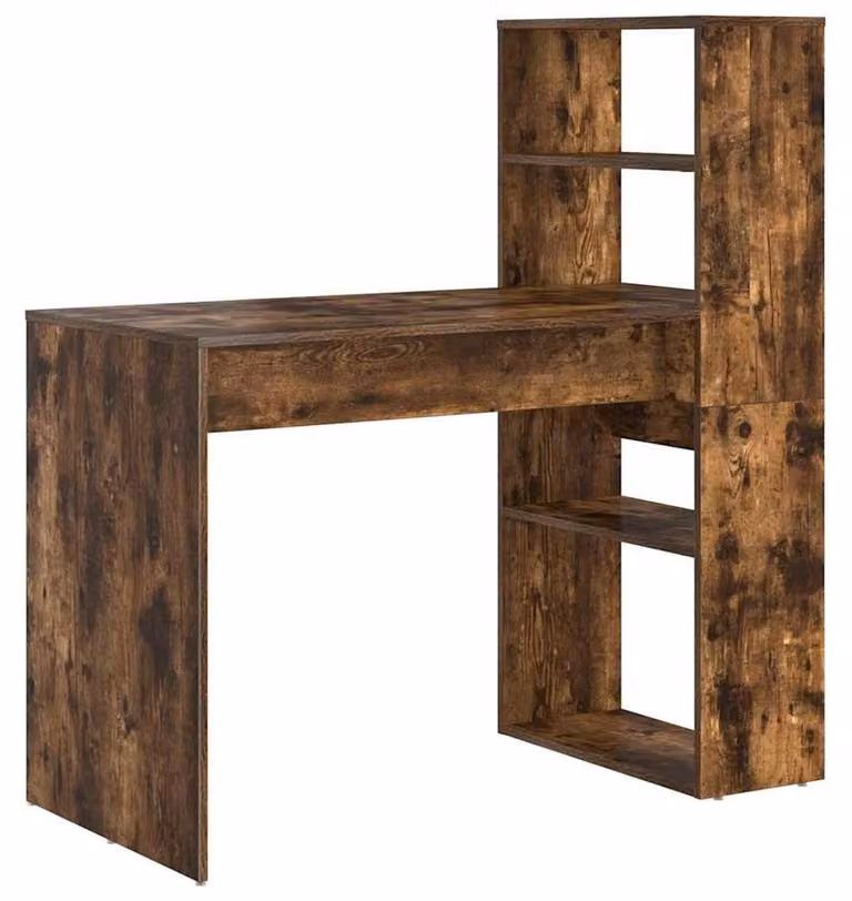 Elzusha - Scrivania rettangolare moderna in legno, finitura noce