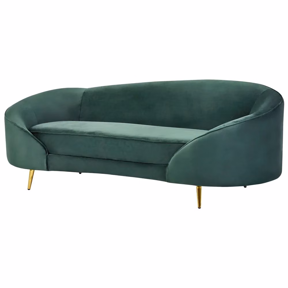 Divano a 2 posti BELIANI in velluto verde smeraldo con gambe in metallo dorato e struttura in legno massiccio, stile glamour, L: 183 cm, P: 75 cm, H: 85 cm – 2