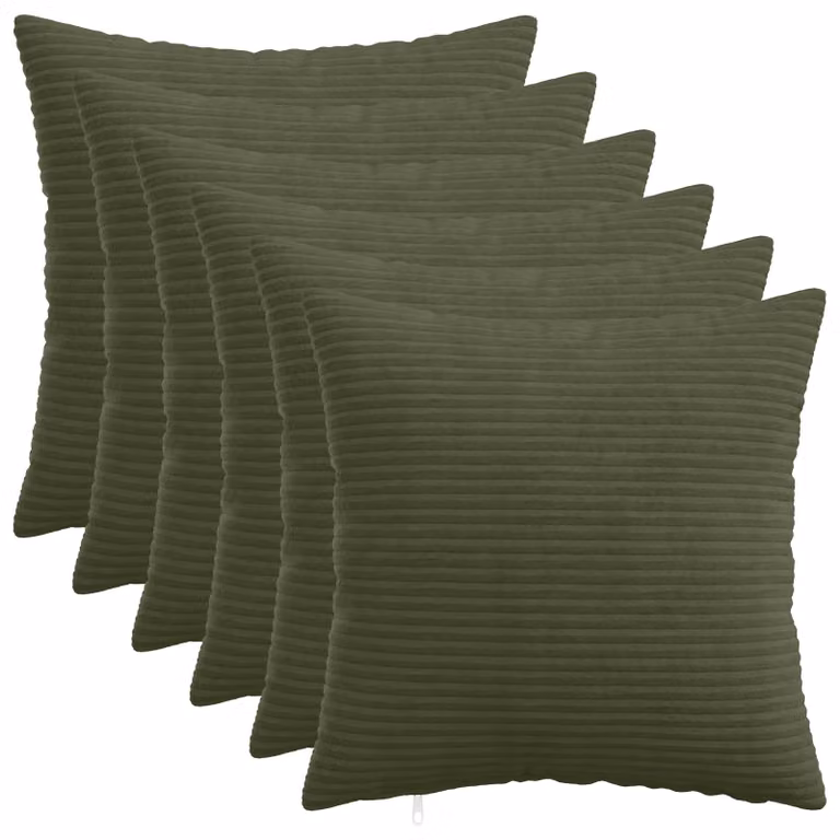 Set di 6 federe vidaXL HEERLEN in velluto a coste, colore verde, 30 x 30 cm