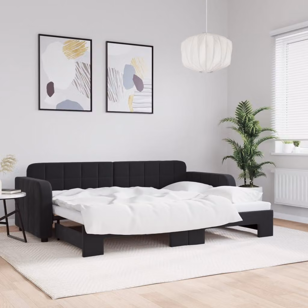 vidaXL Divano Letto con Letto Estraibile in Velluto Nero