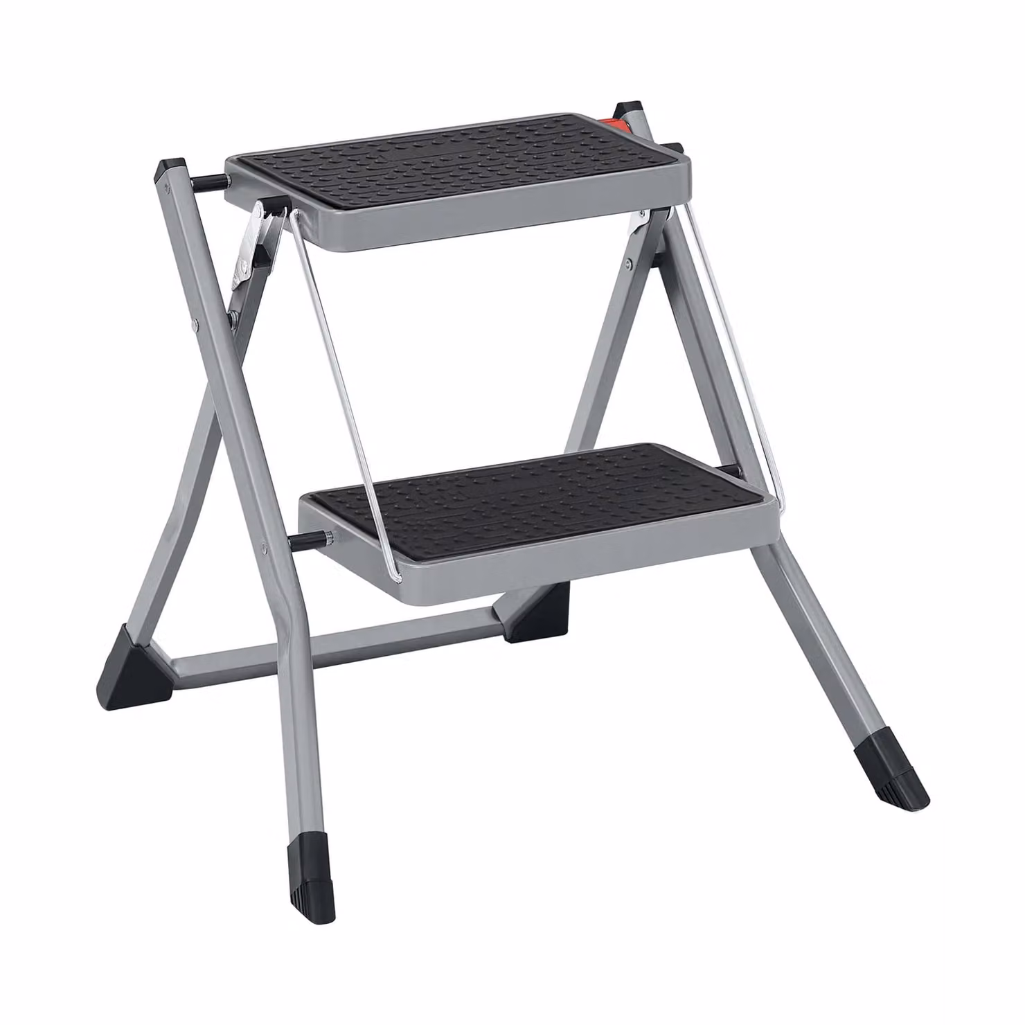 Scaletta Pieghevole con Gomma Antiscivolo Manico, Grigio + Nero