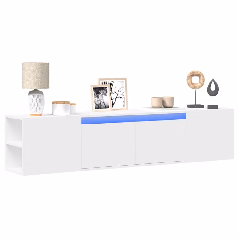 Mobile TV a parete vidaXL con illuminazione LED integrata, bianco, L: 180 cm, P: 31 cm, H: 39,5 cm