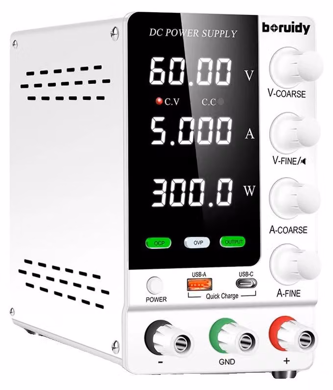 Alimentatore stabilizzato, tensione di uscita regolabile, protezione da sovratensione, modello SPS-C605S, 60V 5A