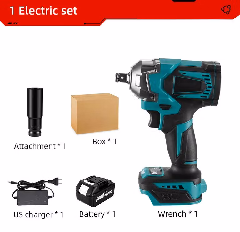 Avvitatore a impulsi elettrico - Avvitatore a batteria per bulloni e dadi - 1200 Nm - Motore brushless - Attacco quadrato da 1,27 cm - 18 V - 1 batteria