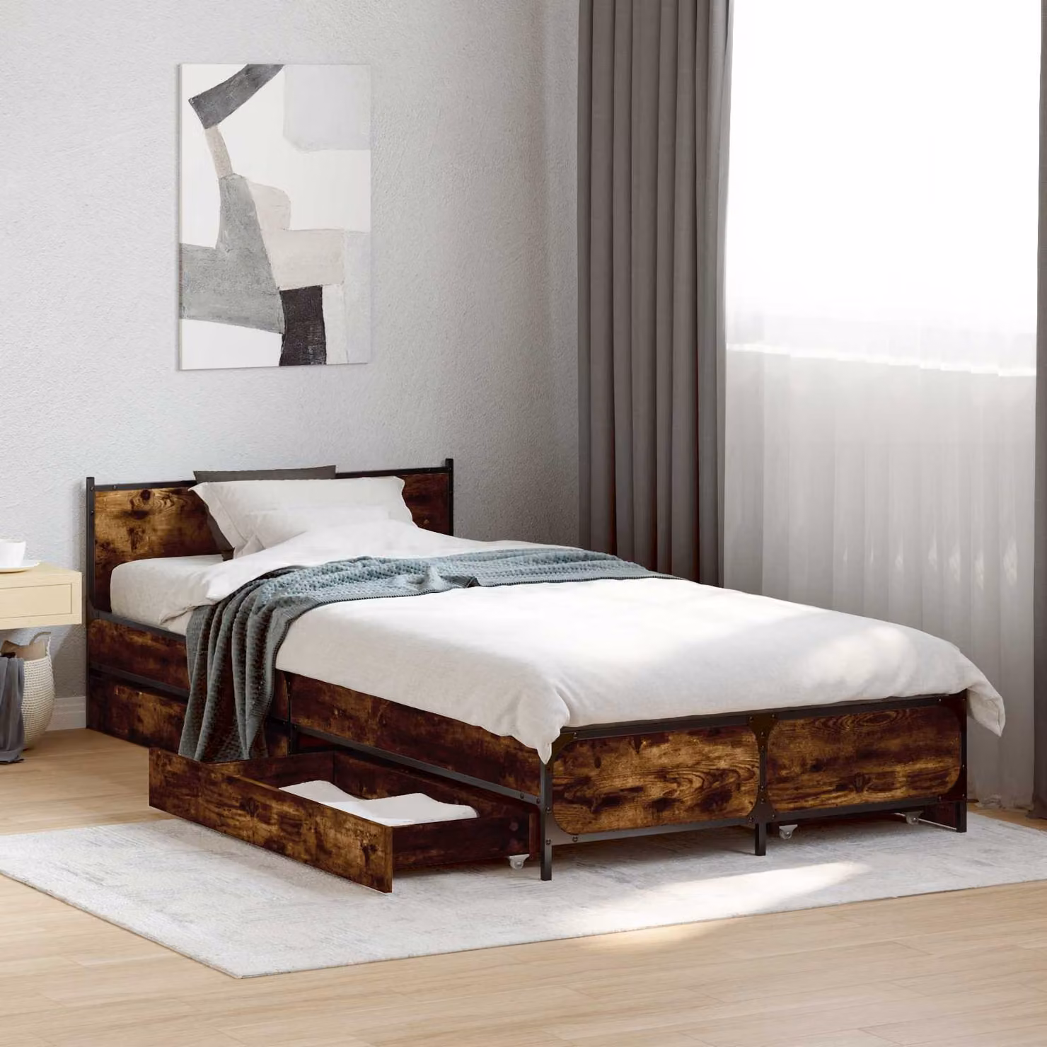 Struttura letto con testata Rovere Fumo vidaXL, L 80 x P 200 cm