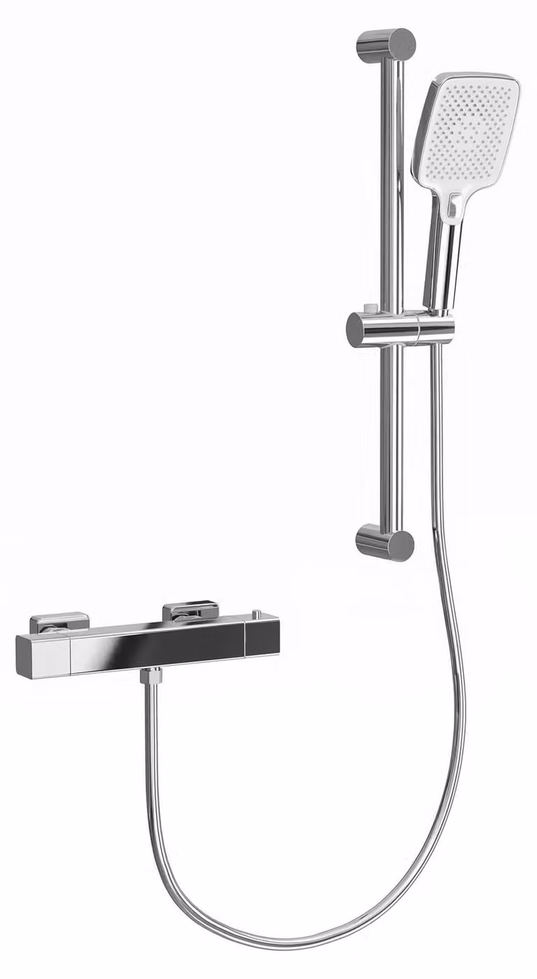 Termostato per miscelatore doccia, protezione anti-scottatura, 38°C, forma quadrata, set completo