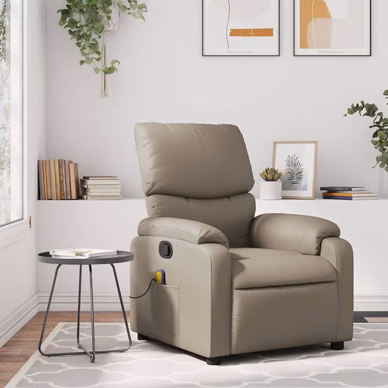 Poltrona relax reclinabile vidaXL in similpelle color beige o marrone con braccioli