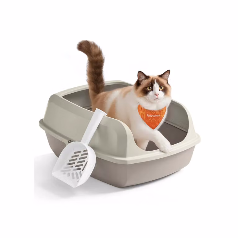 Lettiera per gatti con bordi alti e paletta integrata, B0FB8LM684 / XXL (56L x 42l x 23,5H cm)