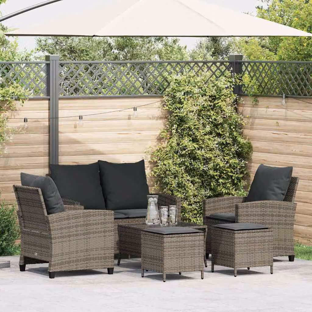 Maison Exclusive - Set Divano da Giardino 6 pz con Cuscini Grigio in Polyrattan