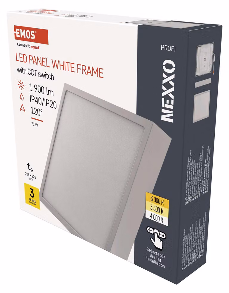 EMOS Apparecchio LED NEXXO bianco, 22,5 x 22,5 cm, 21 W, bianco caldo/neutro, ZM6143