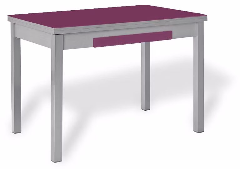 Tavolo in vetro allungabile, color melanzana, dimensioni 90x50 cm, allungabile fino a 140 cm