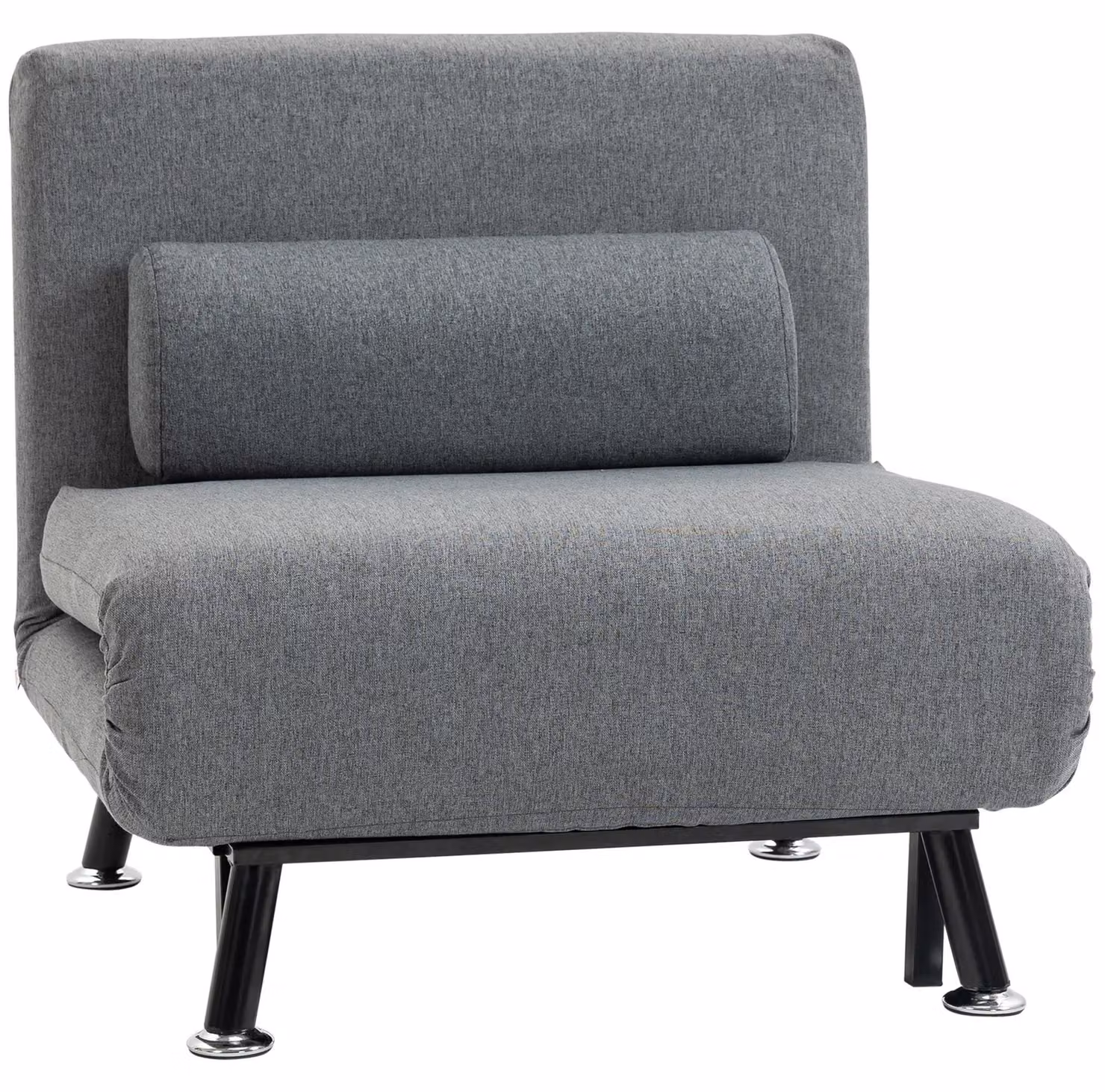 Poltrona pieghevole con funzione letto - Sedia per ospiti e divano letto - Schienale regolabile - Imbottita - Struttura in metallo - Rivestimento in tessuto - Grigio scuro