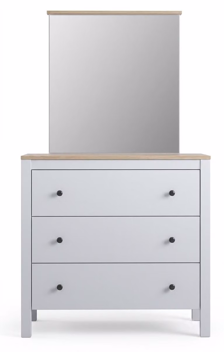 Comodino moderno bianco con specchio, ideale per la camera da letto o la cameretta