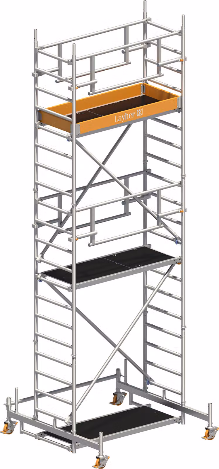 Ponteggio mobile Layher Uni Leicht P2 Safety Plus con doppia ringhiera 6,26 m AH