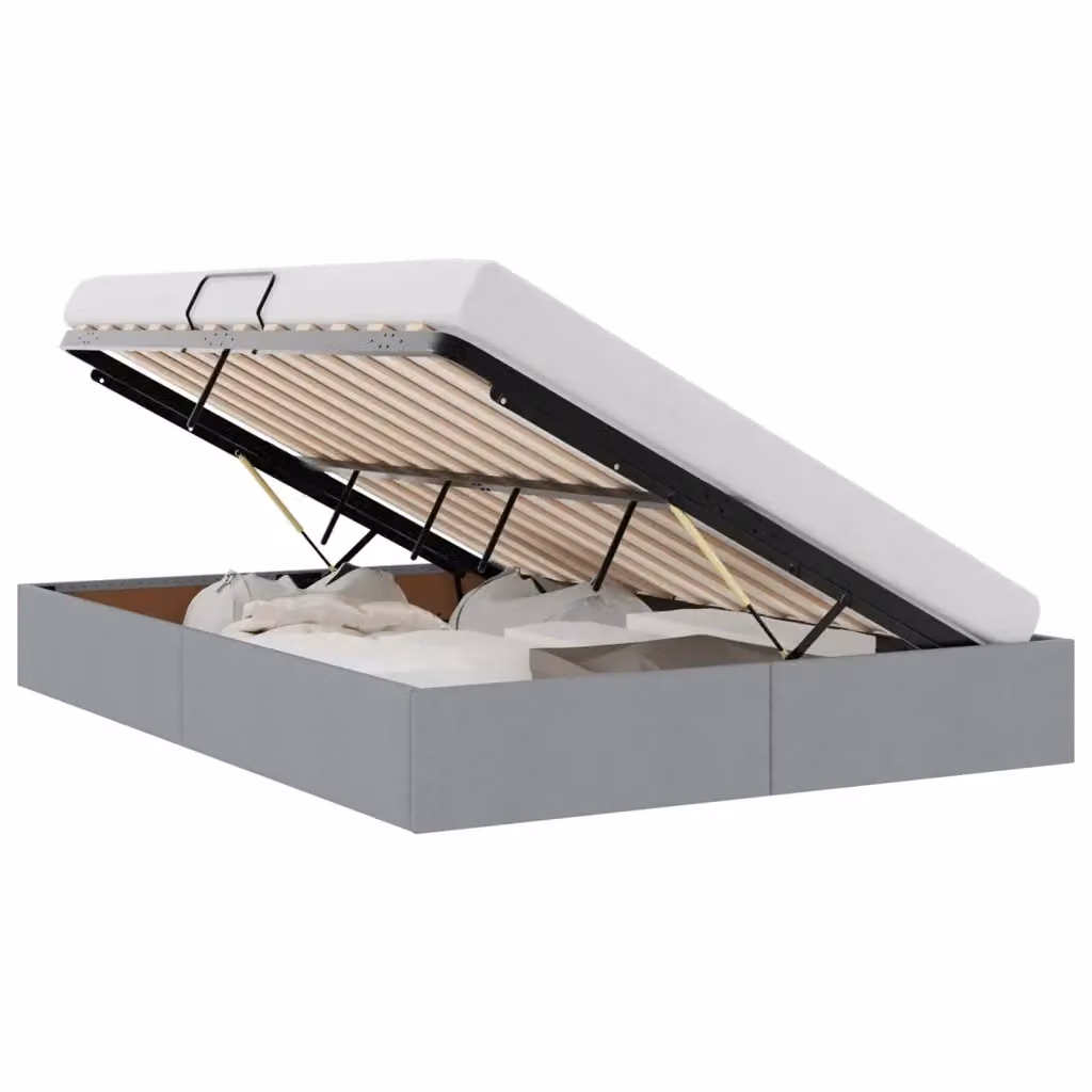 Letto ottomano moderno vidaXL in tessuto grigio con base a sollevamento L/P/H: 140 x 200 x 28 cm – 2