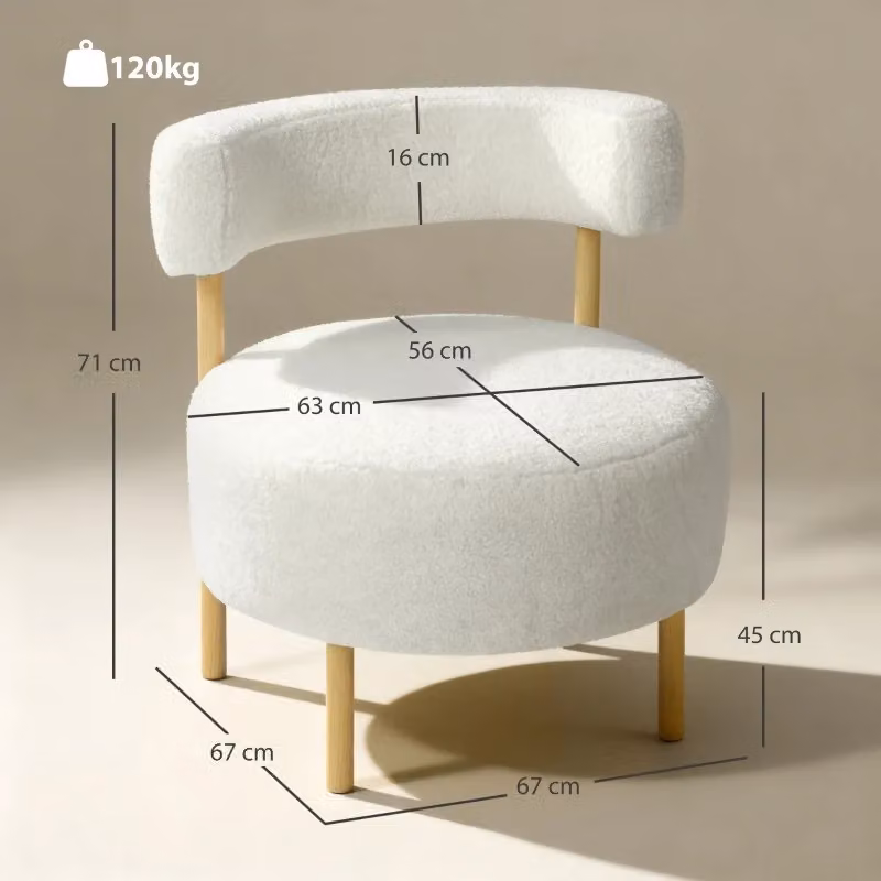 Poltrona relax reclinabile WISHDOR in tessuto beige e bianco con braccioli e struttura imbottita per soggiorno e camera da letto – 2
