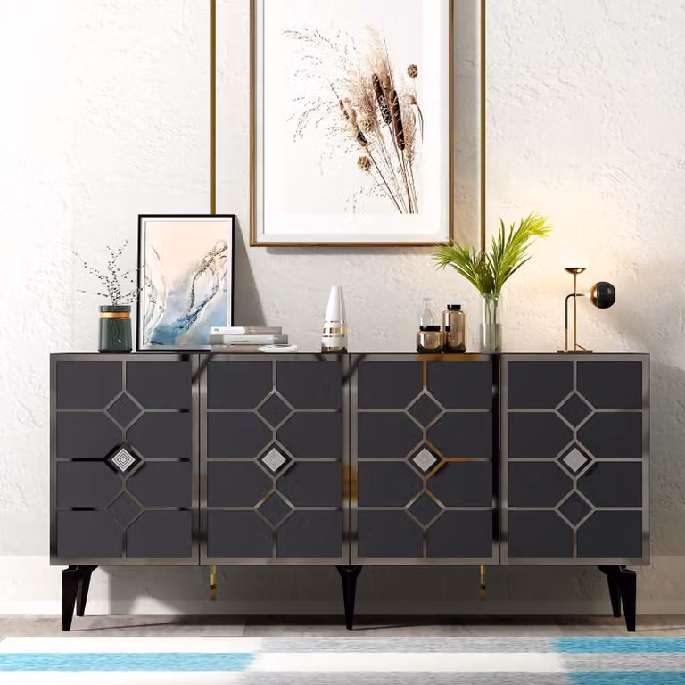 Skye Decor, Cagla - Antracite, Argento, Consolle, Antracite, 100% PANNELLI DI PARTICELLE RIVESTITI IN MELAMMINA, 150 x 79 x 40 cm