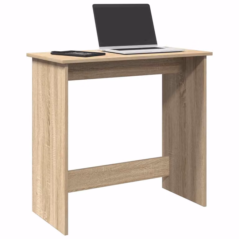 Scrivania moderna vidaXL in legno e MDF color rovere, L 80 x P 40 x H 75 cm