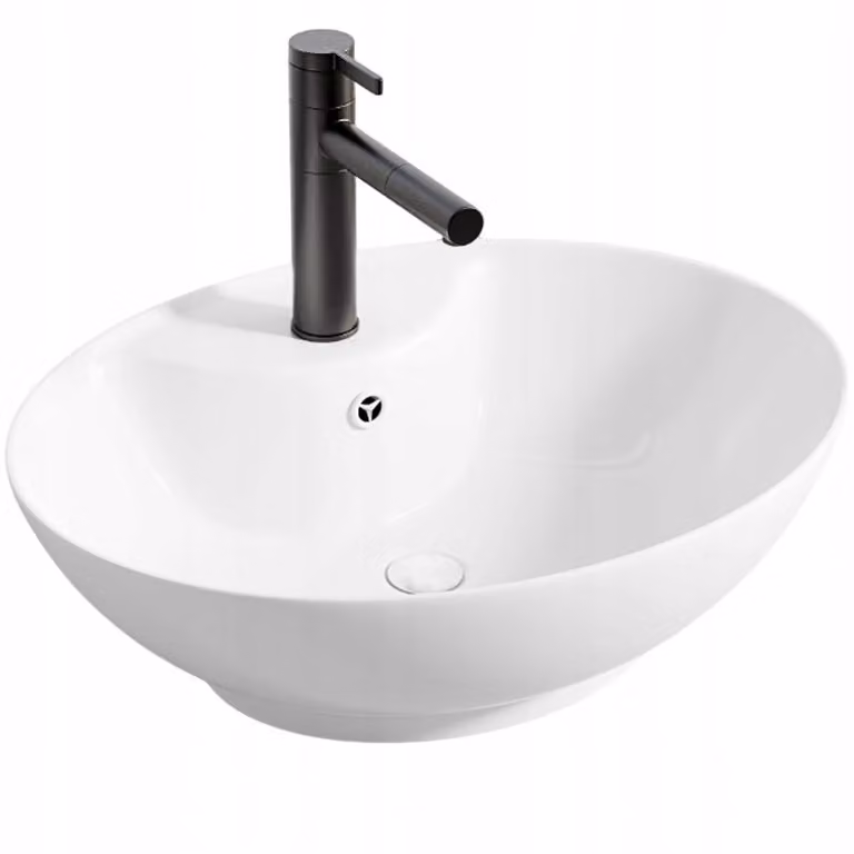 Lavabo ovale in Vetroceramica da appoggio, bianco