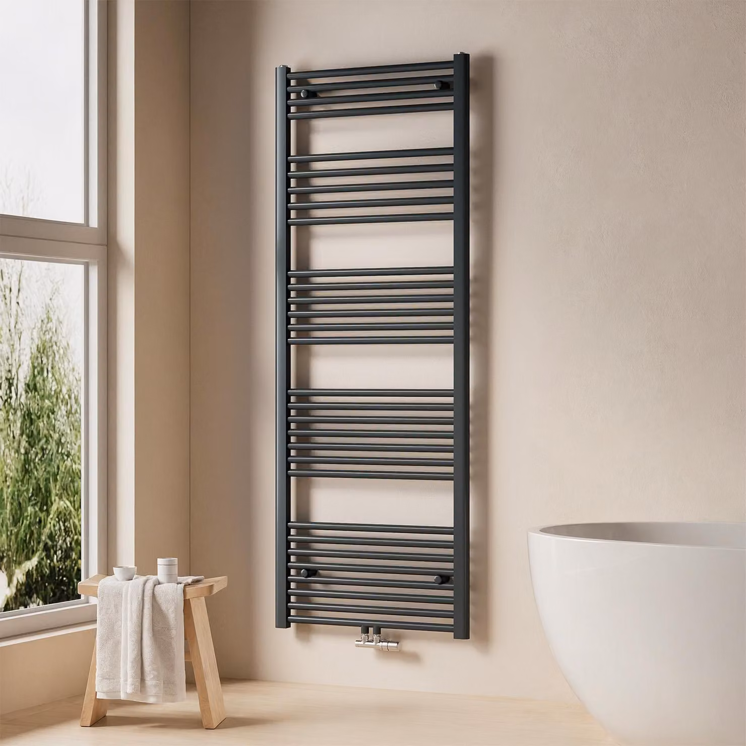 EMKE radiatore bagno radiatore asciugamani 60x160cm 761 Watt di potenza antracite attacco centrale riscaldamento senza resistenza