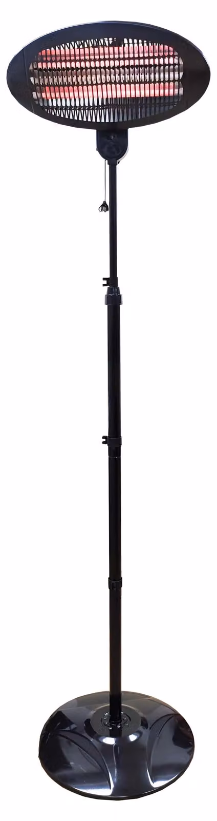Riscaldatore radiante da stativo, 2000 W, 3 livelli, riscaldatore per terrazza, colore nero