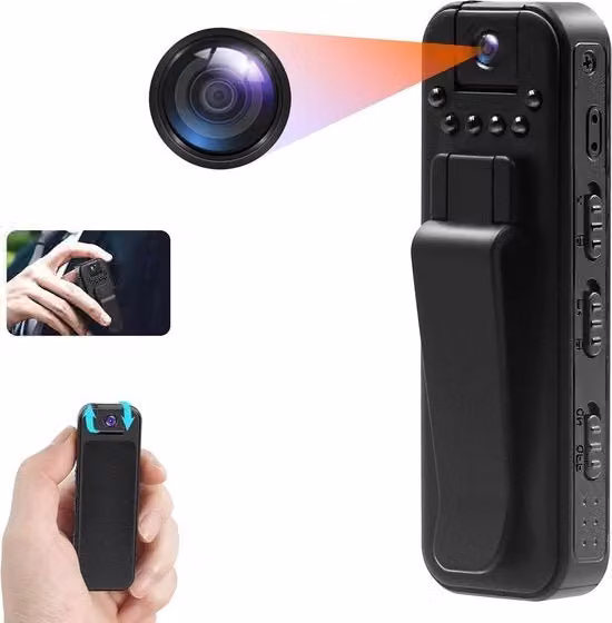Action Camera 1080P HD con Rotazione a 180°, Visione Notturna e Sensore HD, Colore Nero