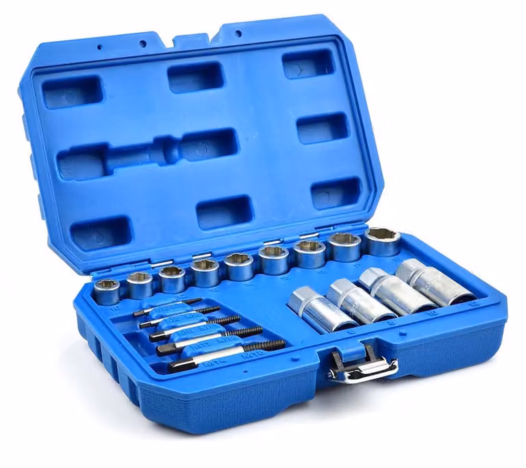 Set-kit 18 estrattori di bulloni, rimozione dadi a impatto,viti 3/8" 1/2", 6–19 mm, M3–M18, Cr-V