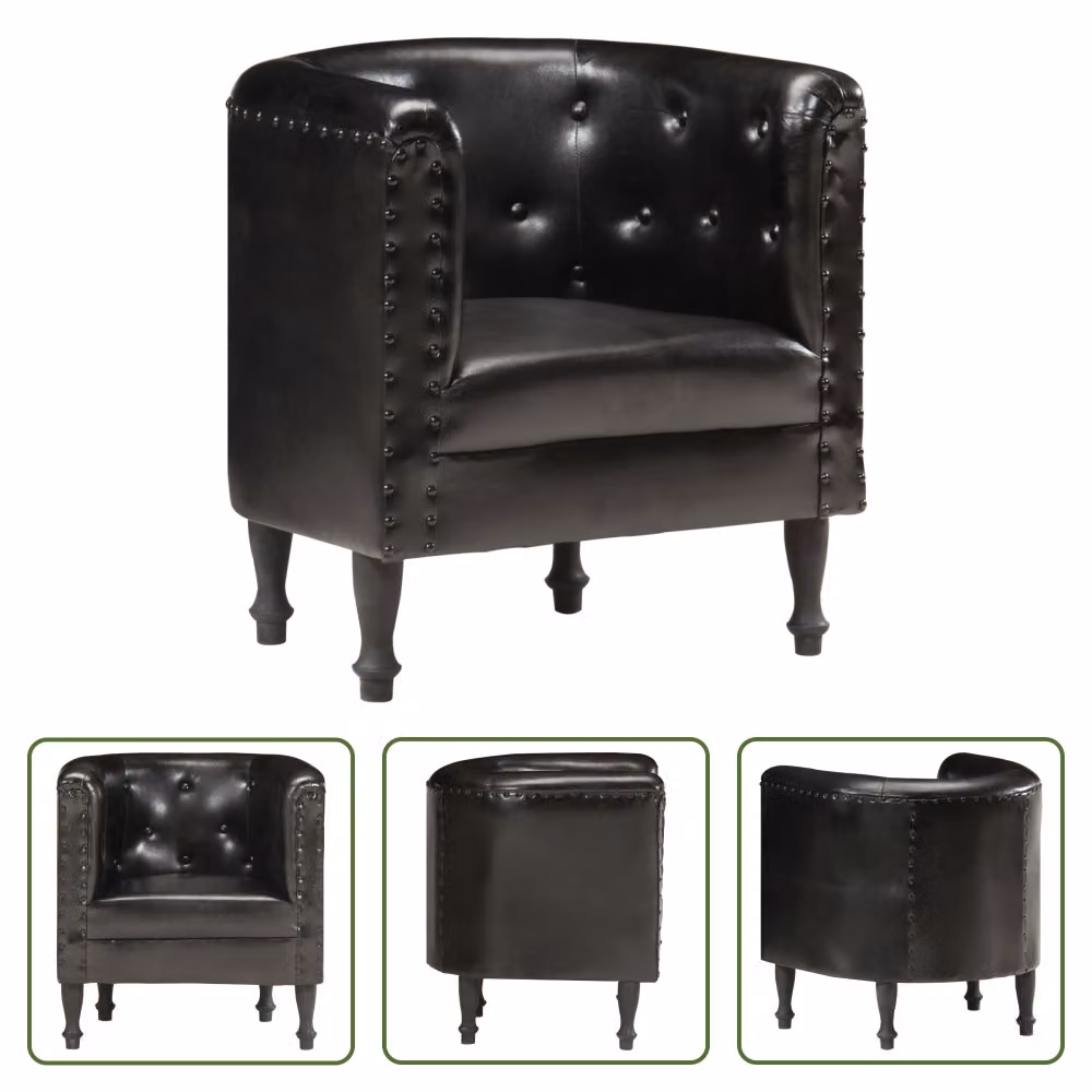 The Living Store Poltrona in vera pelle nera