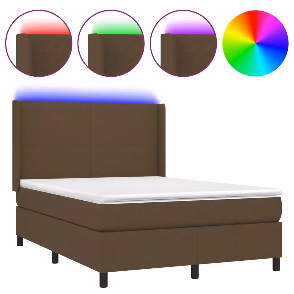 Letto Ibrido vidaXL con Testiera in Tessuto, Illuminazione LED Sotto il Letto e Porta USB, L/P/H: 140 x 200 x 128 cm – 2