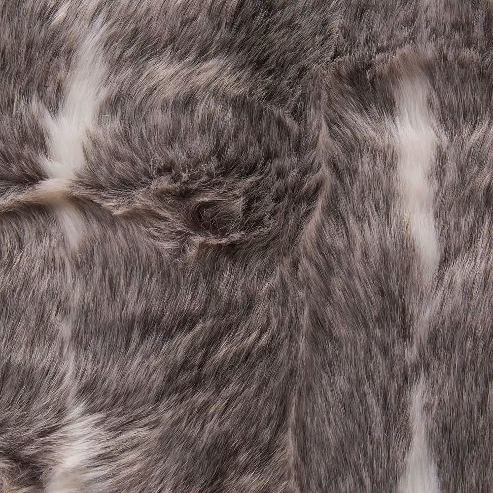 Coperta Plaid Decorativa BELIANI in Faux Fur a Righe, Bianca e Marrone, L 180 x P 220 cm – 2