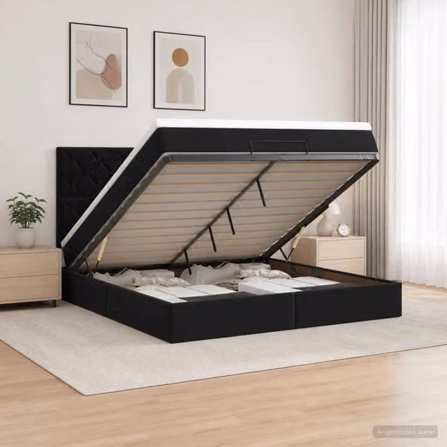 Letto ottomano con materasso Nero 140 x 190 cm Velluto 3457793