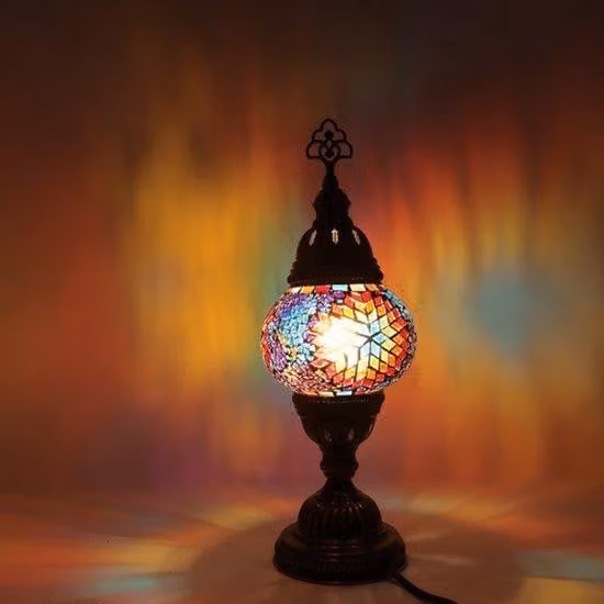 Lampada a mosaico turca - Lampada da tavolo fatta a mano - Lampada orientale marocchina - Ø 12 cm, altezza 30 cm - Colorata e autentica