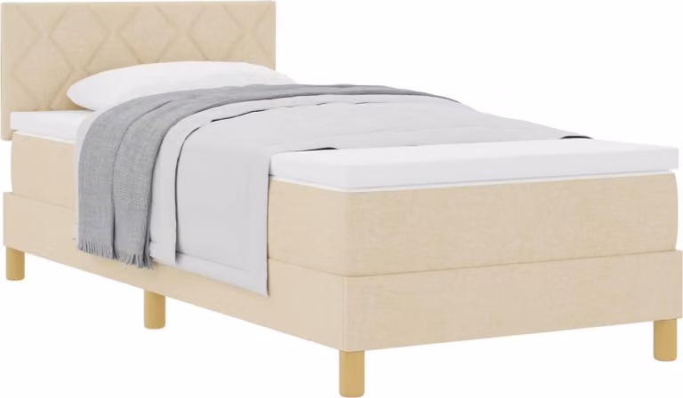Letto a molle con cuscino Crema 90 x 200 cm Tessuto