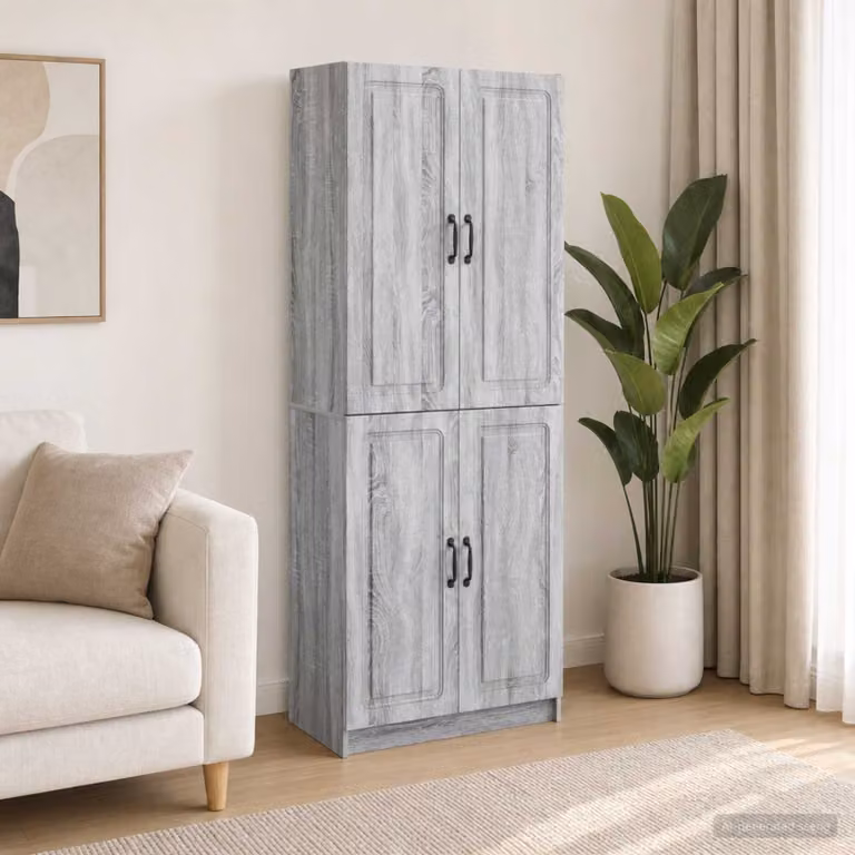 Set di 2 armadi moderni vidaXL in legno ingegnerizzato e MDF grigio opaco L/P/H: 87.0 x 34.5 x 66.0 cm